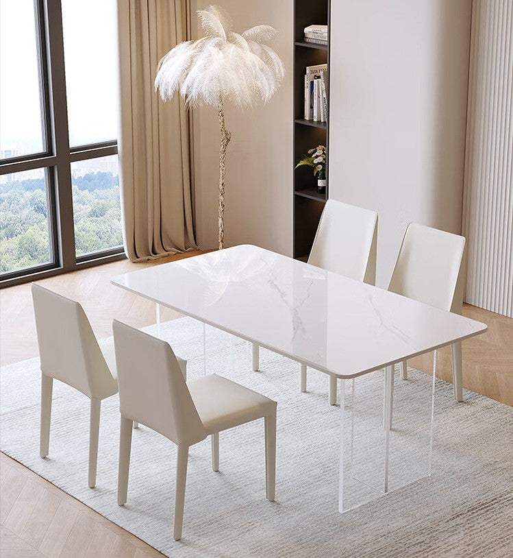 Rectangle Acrylic Legs Sintered Stone Top Dining Table