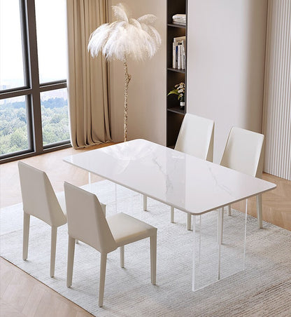 Rectangle Acrylic Legs Sintered Stone Top Dining Table