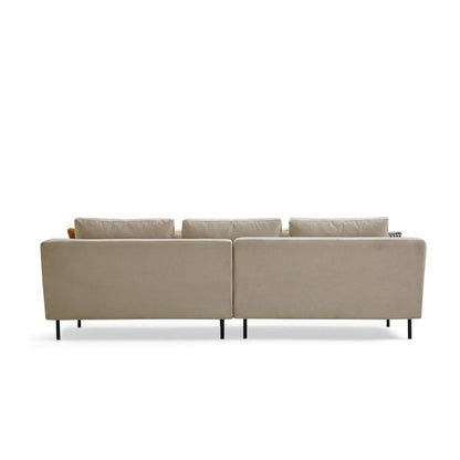 Beige Leathaire Fabric Upholstered 4-Seater Sofa