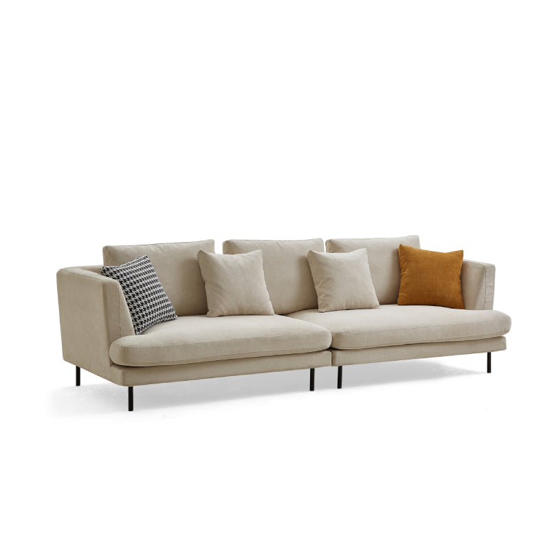 Beige Leathaire Fabric Upholstered 4-Seater Sofa