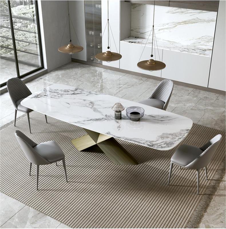 Modern Sintered Stone Top Gold Base 6/8/10 Seaters Dining Table