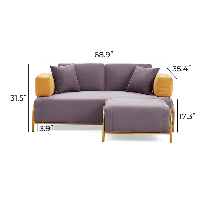 Metal Frame Loveseat Sofa with Ottoman