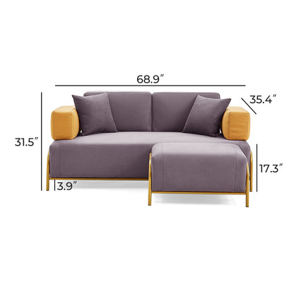 Metal Frame Loveseat Sofa with Ottoman