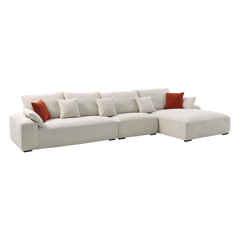 Beige Fabric Upholstered L-Shaped Sectional Sofa