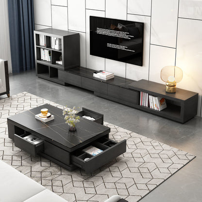 Extendable Coffee Table And TV Stand With Open Storage Shelving