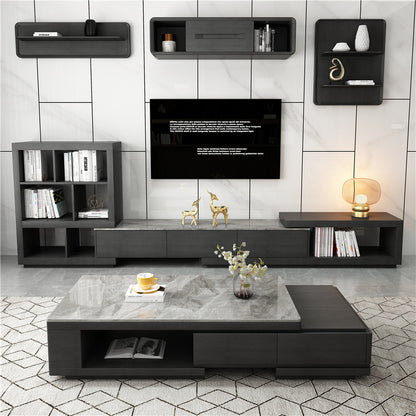 Extendable Coffee Table And TV Stand With Open Storage Shelving