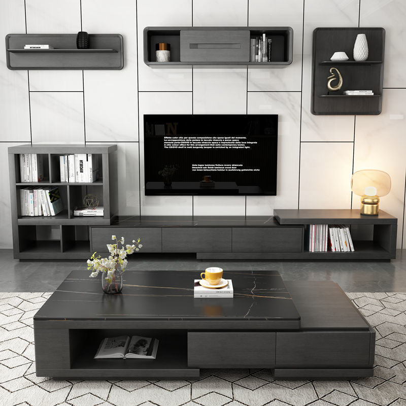 Extendable Coffee Table And TV Stand With Open Storage Shelving