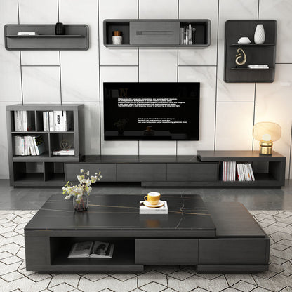 Extendable Coffee Table And TV Stand With Open Storage Shelving