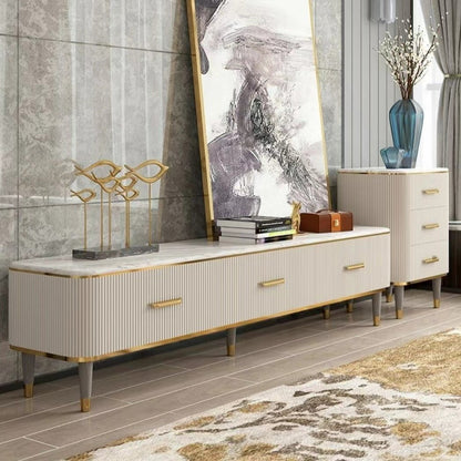 Contemporary Design Marble-Top Coffee Table And TV Stand