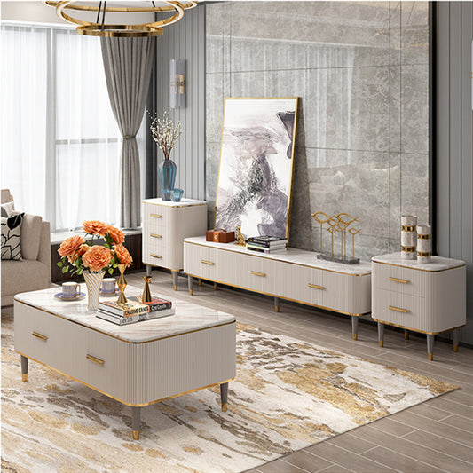 Contemporary Design Marble-Top Coffee Table And TV Stand