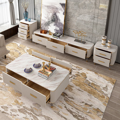 Contemporary Design Marble-Top Coffee Table And TV Stand