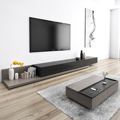 Wooden Convertible Coffee Table And Extendable TV Cabinet