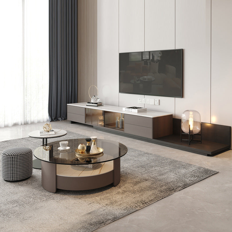 Round Shaped Centre Attraction Coffee Table Set And TV Cabinet