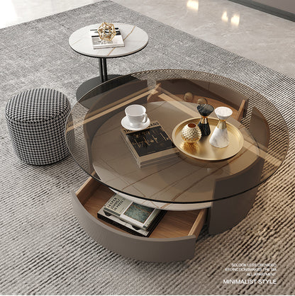 Round Shaped Centre Attraction Coffee Table Set And TV Cabinet