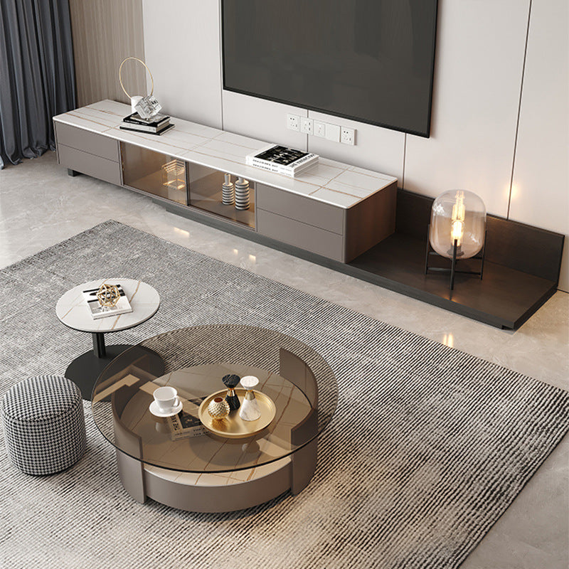 Round Shaped Centre Attraction Coffee Table Set And TV Cabinet