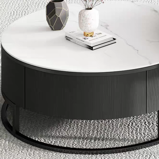 Modern Nesting Round Coffee Table Set With TV Stand