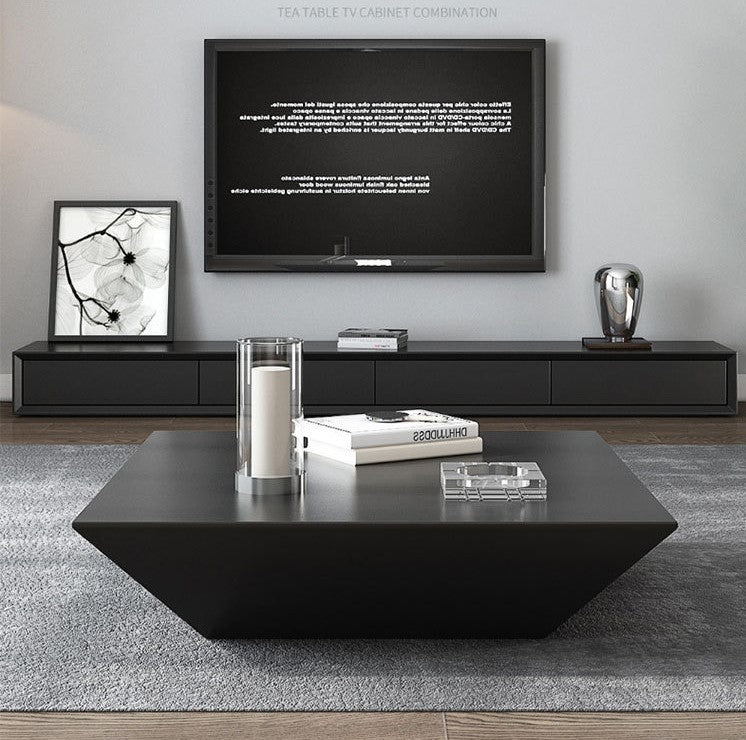 Modern Wood Coffee Table And TV Stand Set With Drawer Chest