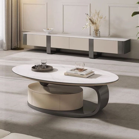 Elegant and Luxury Modern Oval Coffee Table And TV Stand