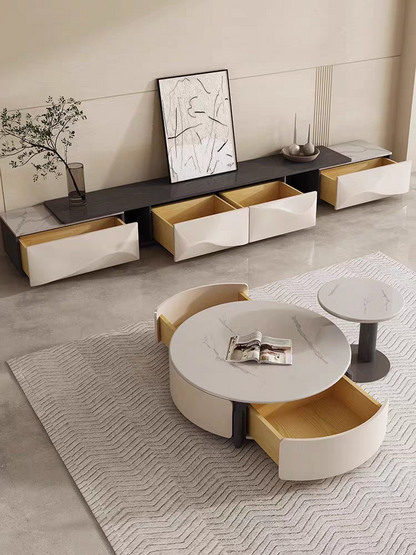 Luxury Round Coffee Table and TV Stand