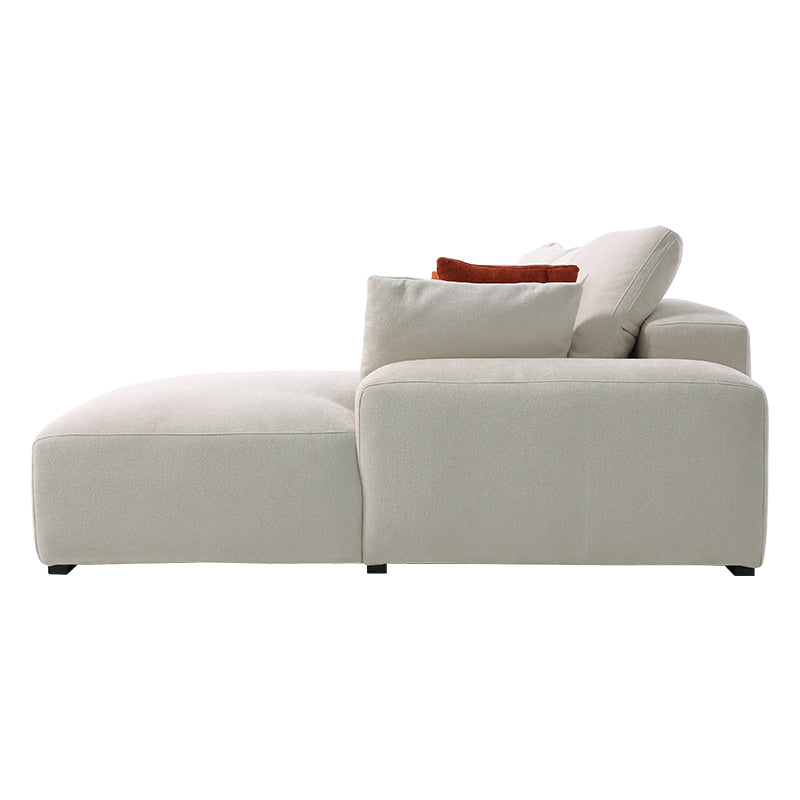 Beige Fabric Upholstered L-Shaped Sectional Sofa