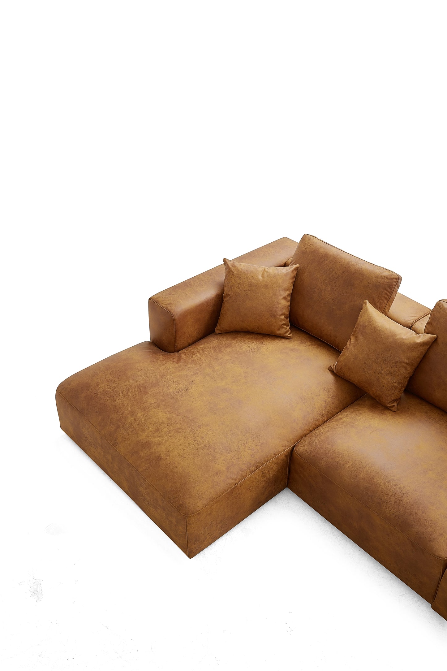 Living Room Brown Tech Fabric Sectional Sofa