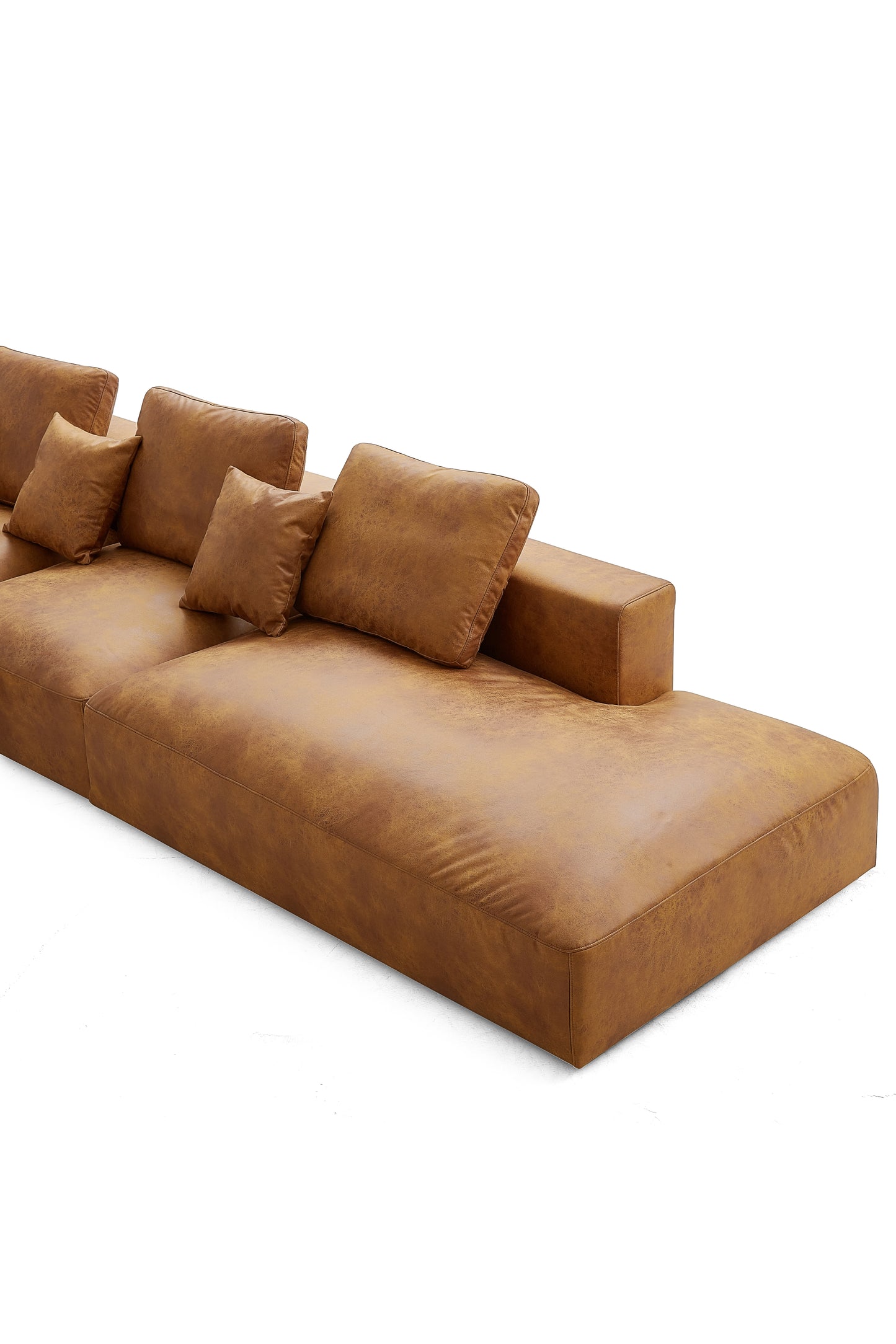 Living Room Brown Tech Fabric Sectional Sofa