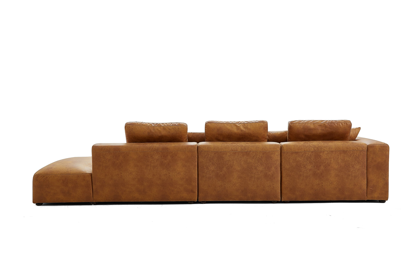 Living Room Brown Tech Fabric Sectional Sofa