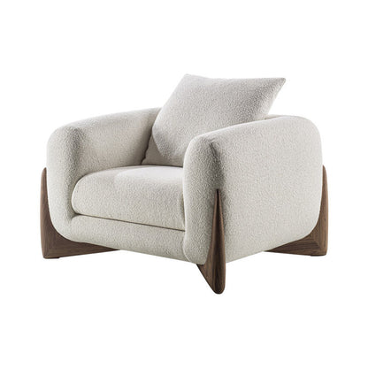 White Boucle Modern Scandinavian Minimalist Armchair