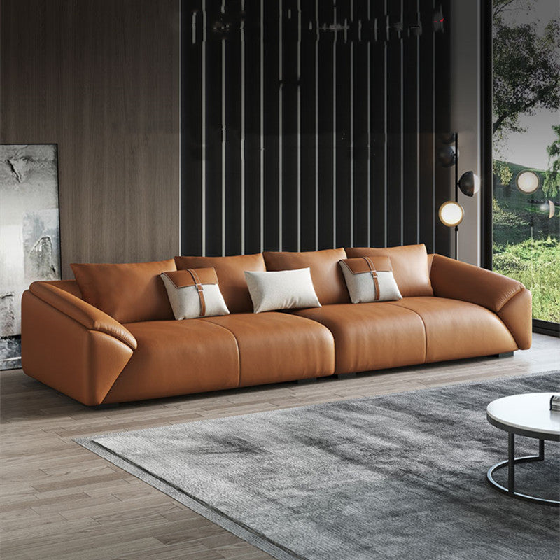 Brown Genuine Leather Couch Sofa Set