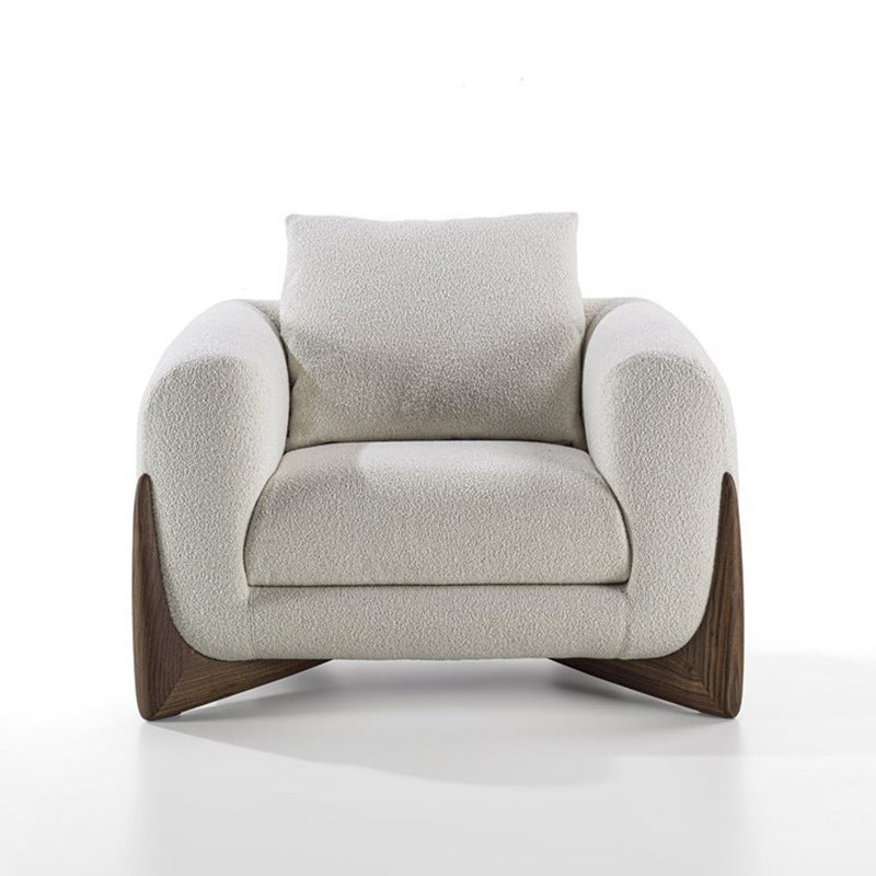 White Boucle Modern Scandinavian Minimalist Armchair