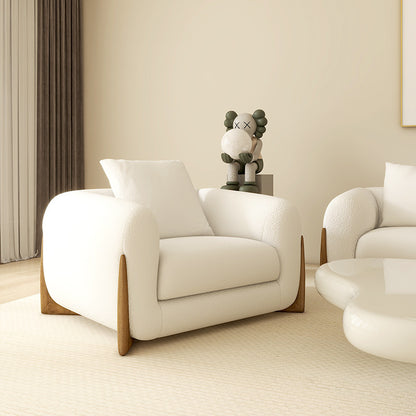 White Boucle Modern Scandinavian Minimalist Armchair