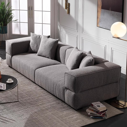 4- Seater Modern Boucle Sofa Grey