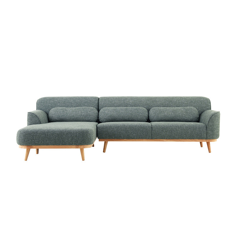 Nordic Style Linen Upholstered L-Shaped Sectional Sofa With Chaise