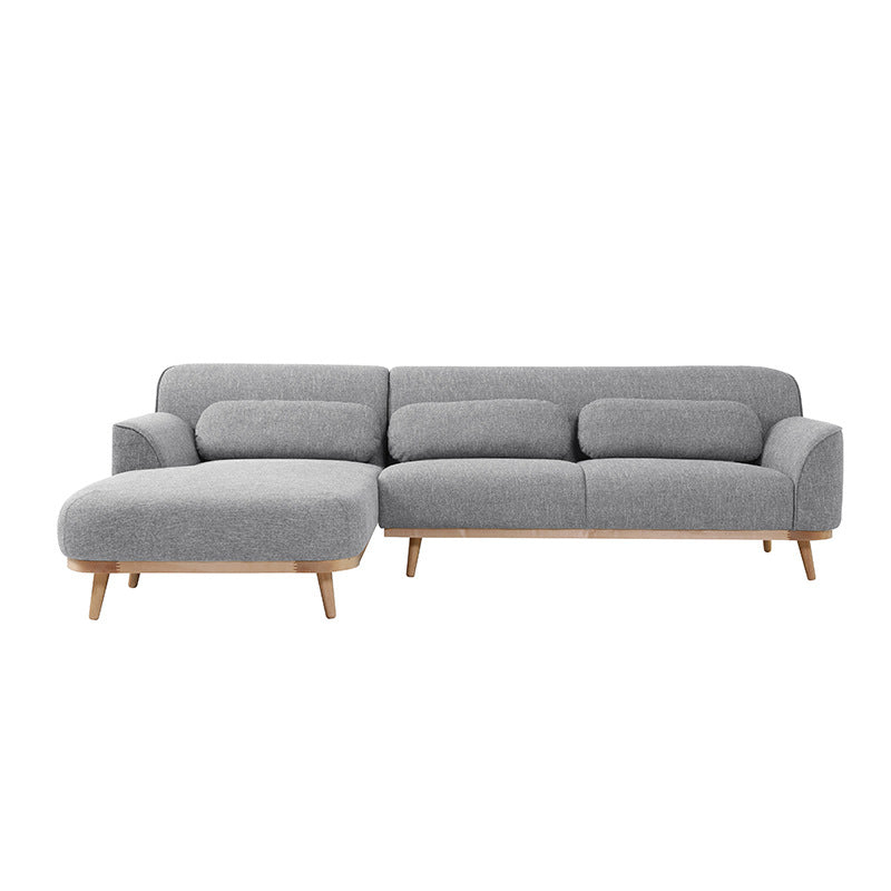 Nordic Style Linen Upholstered L-Shaped Sectional Sofa With Chaise