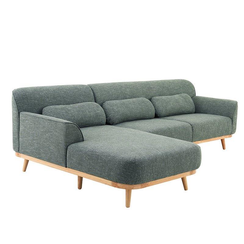 Nordic Style Linen Upholstered L-Shaped Sectional Sofa With Chaise