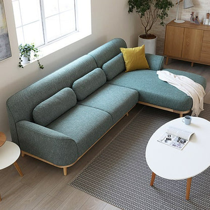 Nordic Style Linen Upholstered L-Shaped Sectional Sofa With Chaise