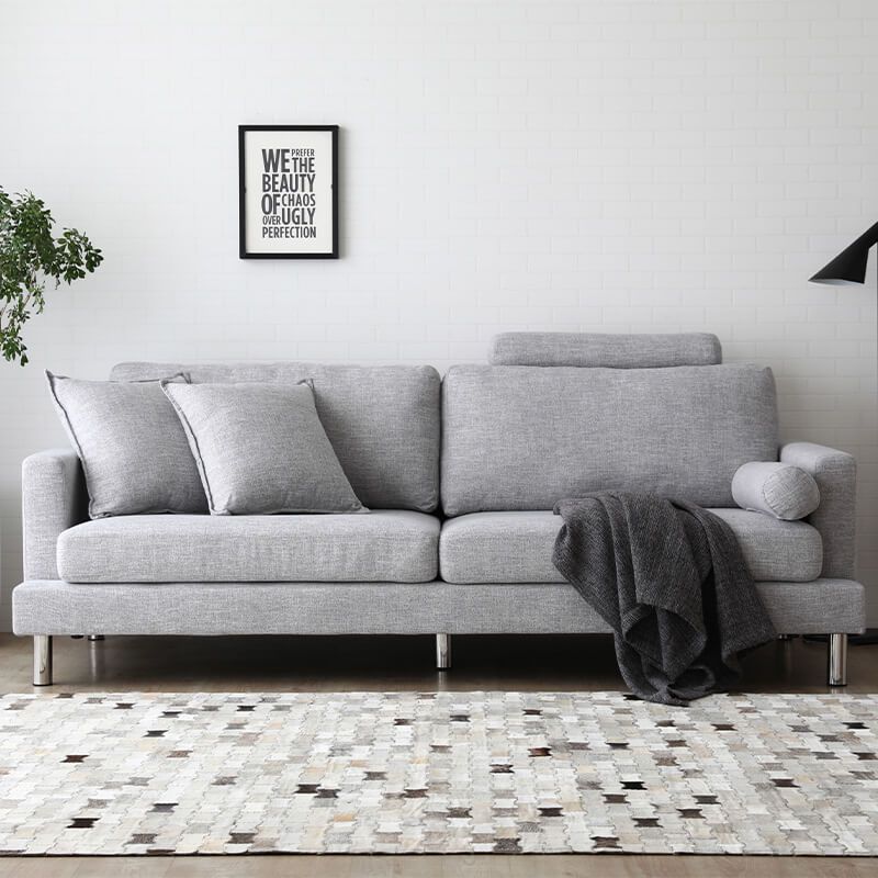 Apartment Light Grey Linen Upholstered Sofa