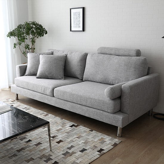 Apartment Light Grey Linen Upholstered Sofa