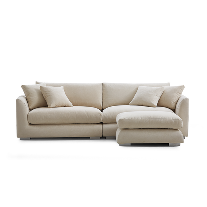 Aalto Fresh Beige 4 Seater Sofa with Ottoman