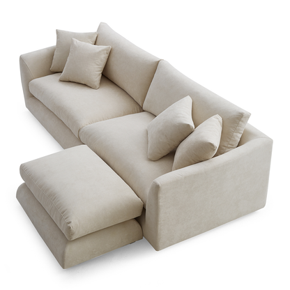 Aalto Fresh Beige 4 Seater Sofa with Ottoman