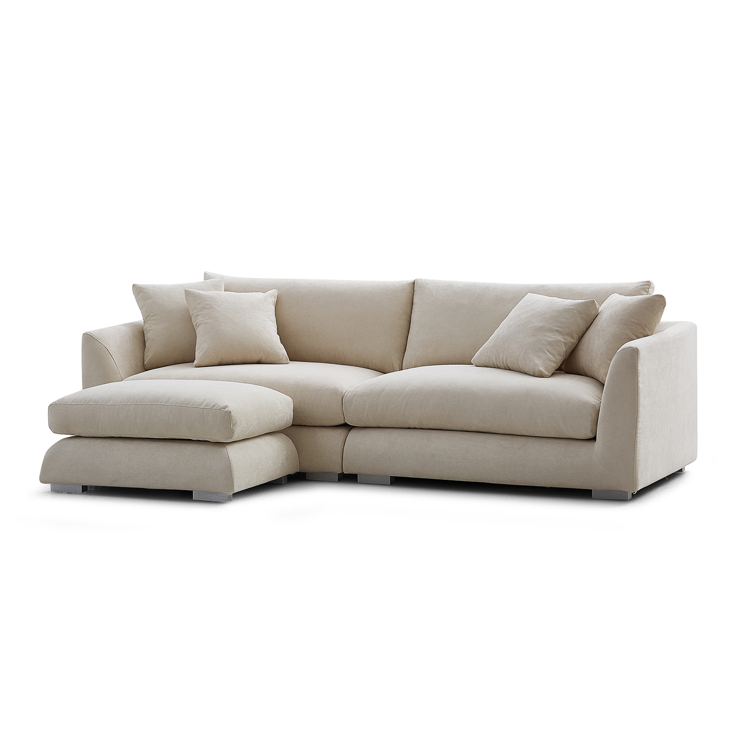 Aalto Fresh Beige 4 Seater Sofa with Ottoman