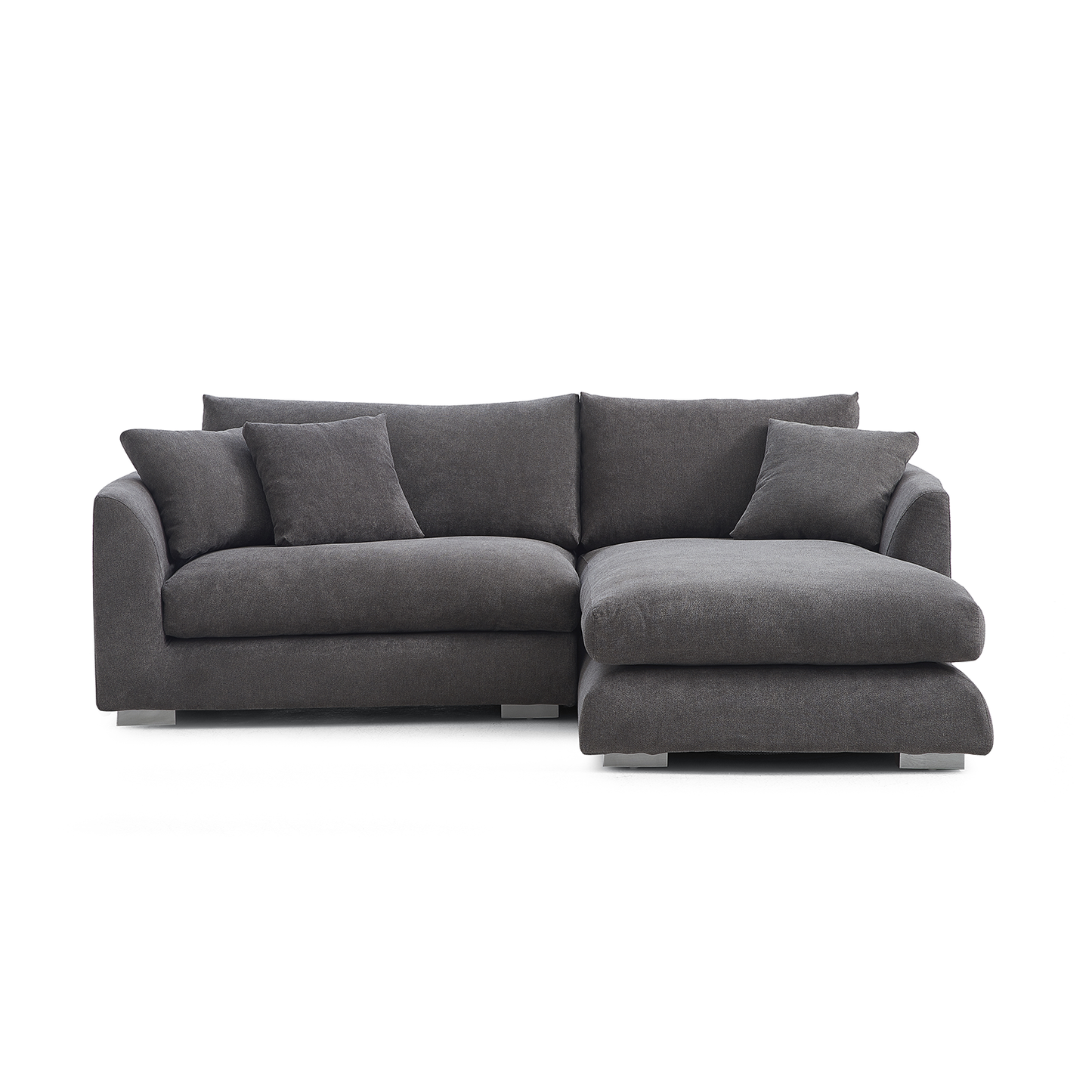 Aalto Fresh Grey Upholstered Fabric Sectional with Chaise Lounge