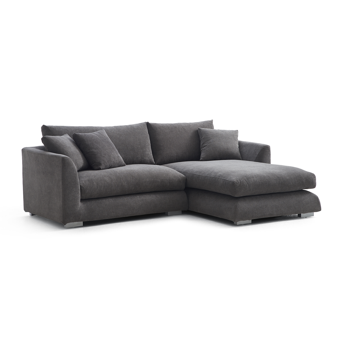 Aalto Fresh Grey Upholstered Fabric Sectional with Chaise Lounge