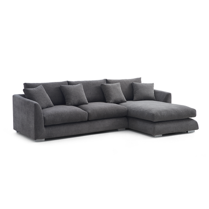 Aalto Fresh Grey Upholstered Fabric Sectional with Chaise Lounge