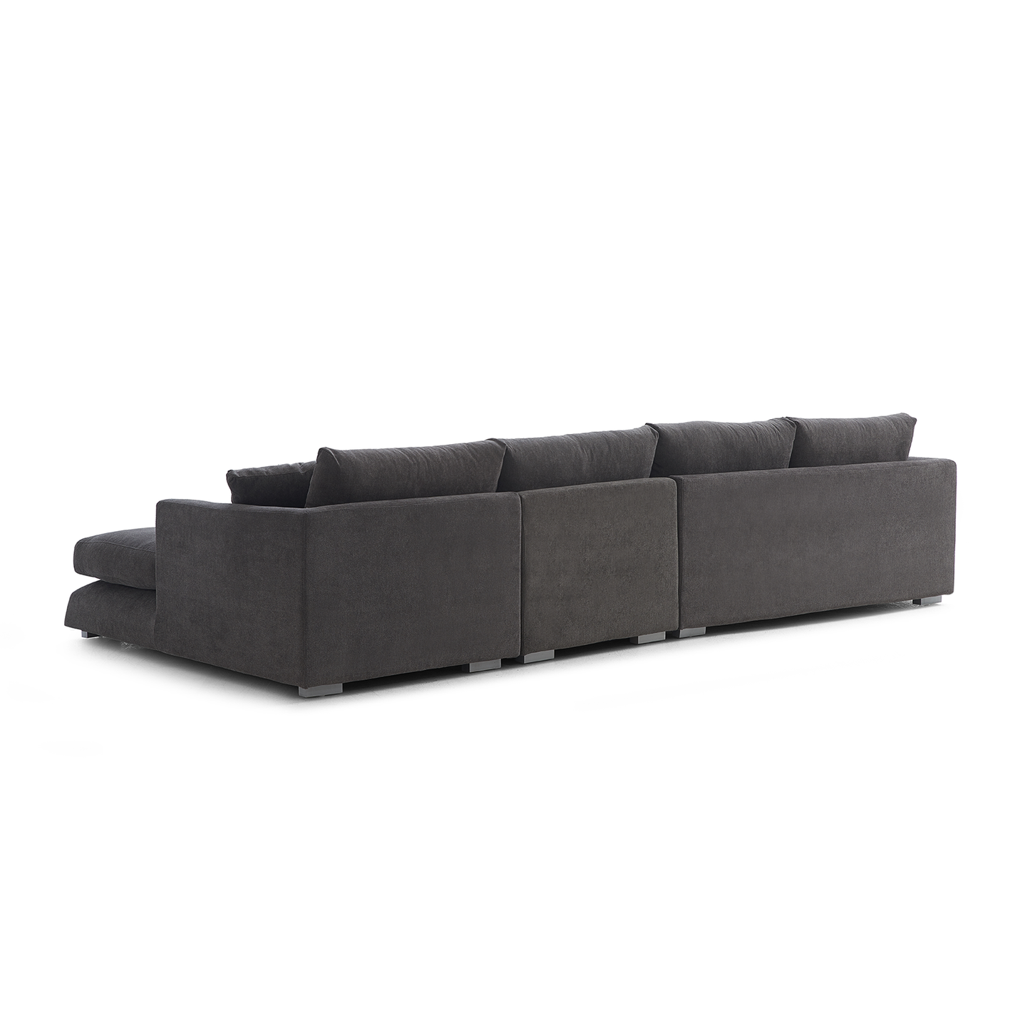 Aalto Fresh Grey Upholstered Fabric Sectional with Chaise Lounge