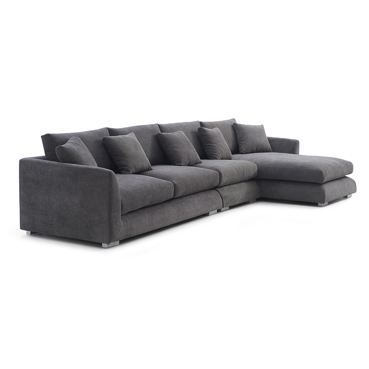 Aalto Fresh Grey Upholstered Fabric Sectional with Chaise Lounge