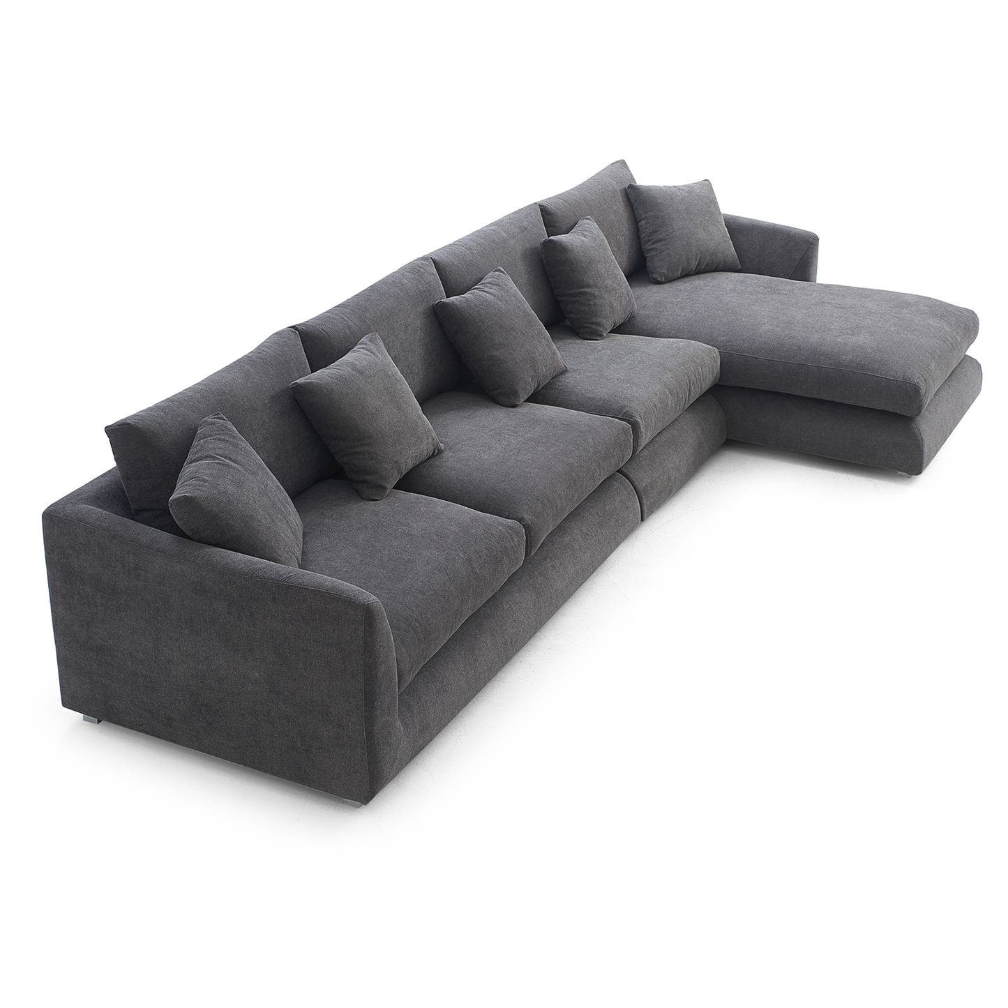 Aalto Fresh Grey Upholstered Fabric Sectional with Chaise Lounge