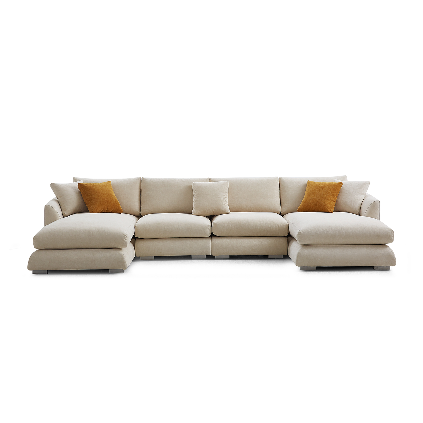 Upholstered Fabric U-Shaped Sectional with Chaise Lounge