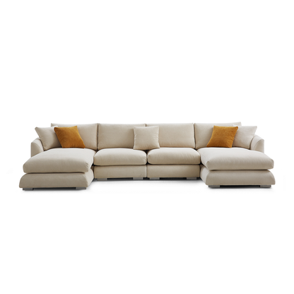 Upholstered Fabric U-Shaped Sectional with Chaise Lounge