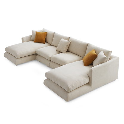 Upholstered Fabric U-Shaped Sectional with Chaise Lounge